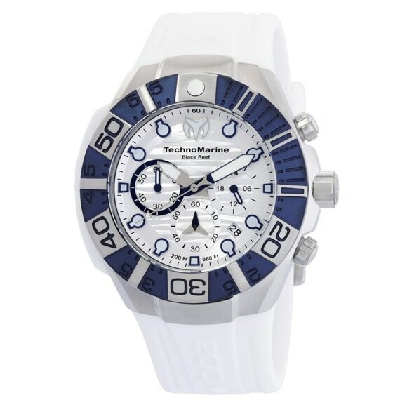 NWT Authentic Technomarine Reef Black Chronograph GMT Quartz White Dial Men's Wa - Picture 1 of 3